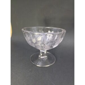 Pedestal Clear Crystal Serving Candy Nut Dish Etched Floral Flower Design VTG‎